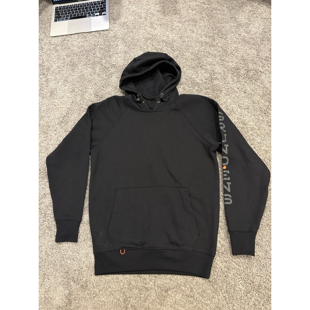 Grundens Hoodie Mens Black Sz Small Fishing Boating Heavyweight SPELLOUT Sleeve